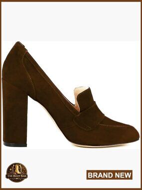 Chunky Block Heel Pumps Slip On Loafers 3.5 Inch Heel Formal Office Shoes